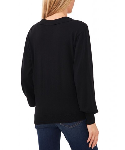 Women's Polo V-Neck Sweater Classic Navy $17.15 Sweaters