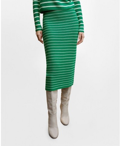 Women's Striped Knitted Skirt Green $29.40 Skirts