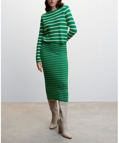 Women's Striped Knitted Skirt Green $29.40 Skirts