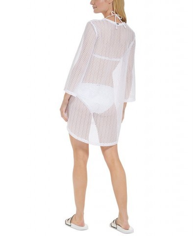 Women's Zig-Zag Mesh Tunic Cover-Up White $18.89 Swimsuits