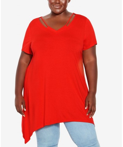 Plus Size Anya Tunic Top Red $30.60 Tops