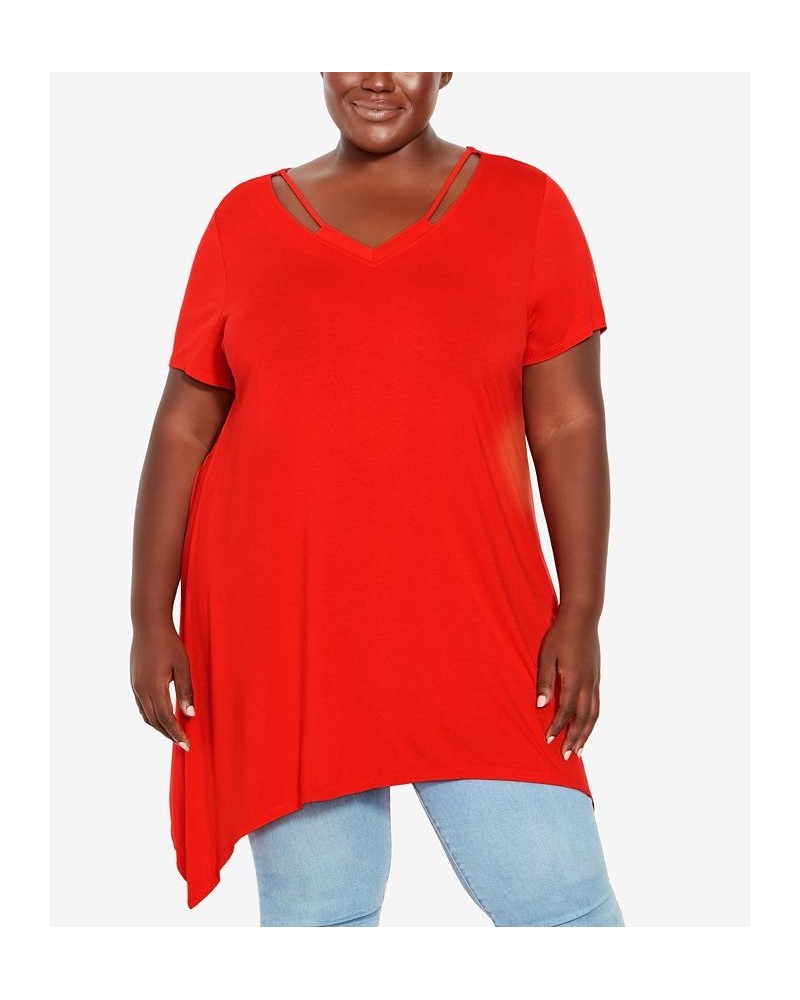 Plus Size Anya Tunic Top Red $30.60 Tops