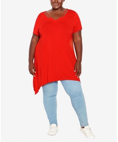 Plus Size Anya Tunic Top Red $30.60 Tops