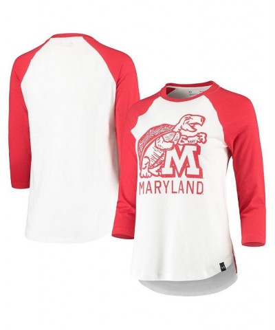 Women's White Red Maryland Terrapins Performance Cotton 3/4-Sleeve Raglan T-shirt White, Red $23.00 Tops