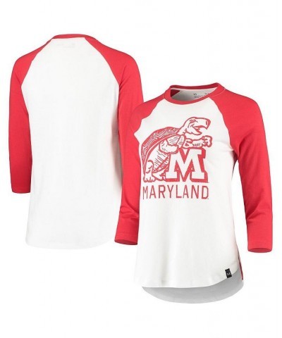 Women's White Red Maryland Terrapins Performance Cotton 3/4-Sleeve Raglan T-shirt White, Red $23.00 Tops