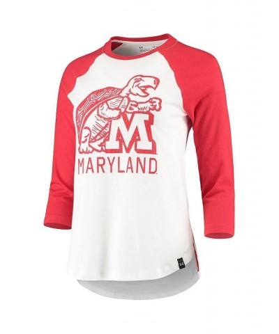 Women's White Red Maryland Terrapins Performance Cotton 3/4-Sleeve Raglan T-shirt White, Red $23.00 Tops