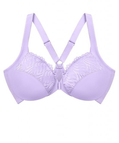 Plus Size Full Figure Wonderwire Front Closure T-back Bra Soft Lilac $27.56 Bras