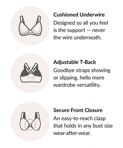 Plus Size Full Figure Wonderwire Front Closure T-back Bra Soft Lilac $27.56 Bras