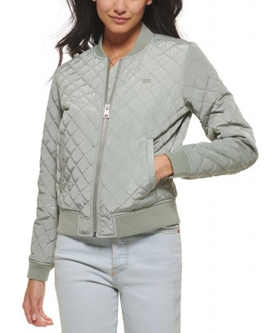 Diamond Quilted Bomber Jacket Sea Green $37.80 Jackets