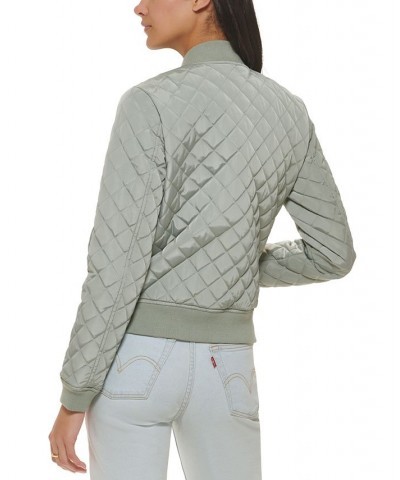 Diamond Quilted Bomber Jacket Sea Green $37.80 Jackets