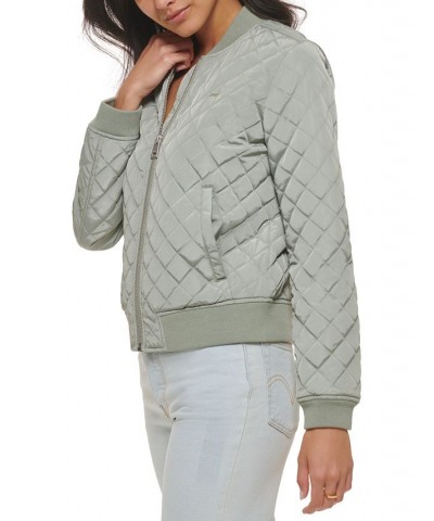 Diamond Quilted Bomber Jacket Sea Green $37.80 Jackets