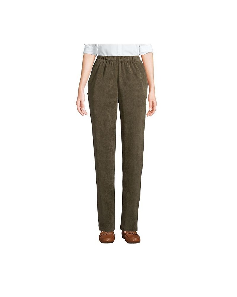 Women's Tall Sport Knit High Rise Corduroy Elastic Waist Pants Green $25.98 Pants