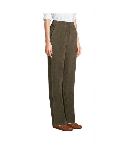 Women's Tall Sport Knit High Rise Corduroy Elastic Waist Pants Green $25.98 Pants