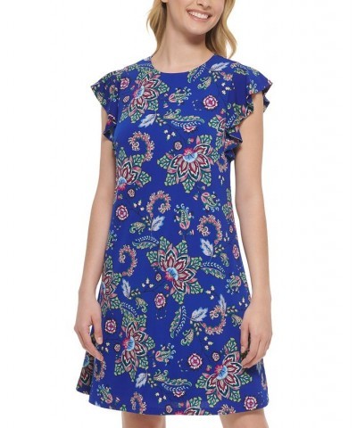 Petite Paisley-Print Flutter-Sleeve Dress Royal $22.68 Dresses