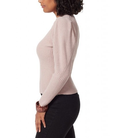 Women's Cohen Ribbed Puff-Sleeve Sweater Purple $35.39 Sweaters