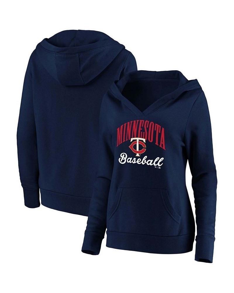 Plus Size Navy Minnesota Twins Victory Script Crossover Neck Pullover Hoodie Navy $36.00 Sweatshirts