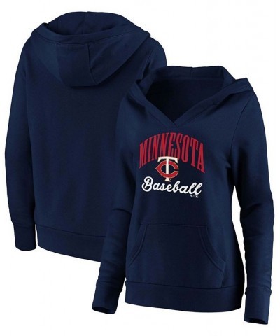 Plus Size Navy Minnesota Twins Victory Script Crossover Neck Pullover Hoodie Navy $36.00 Sweatshirts