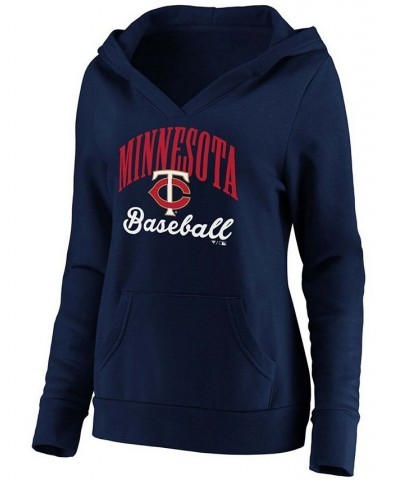 Plus Size Navy Minnesota Twins Victory Script Crossover Neck Pullover Hoodie Navy $36.00 Sweatshirts