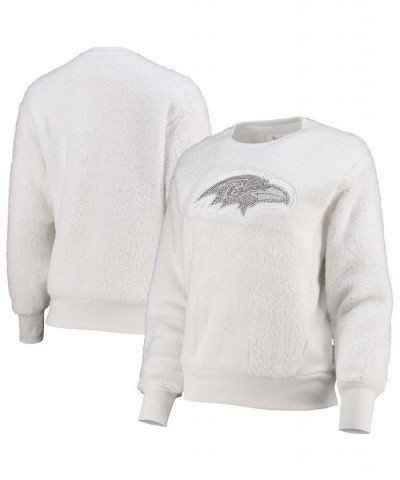 Women's White Baltimore Ravens Milestone Tracker Pullover Sweatshirt White $36.80 Sweatshirts