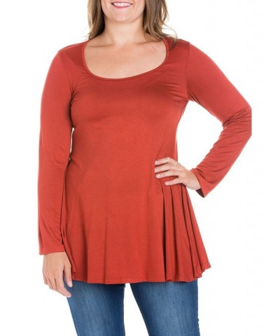 Women's Plus Size Poised Swing Tunic Top Rust $32.83 Tops