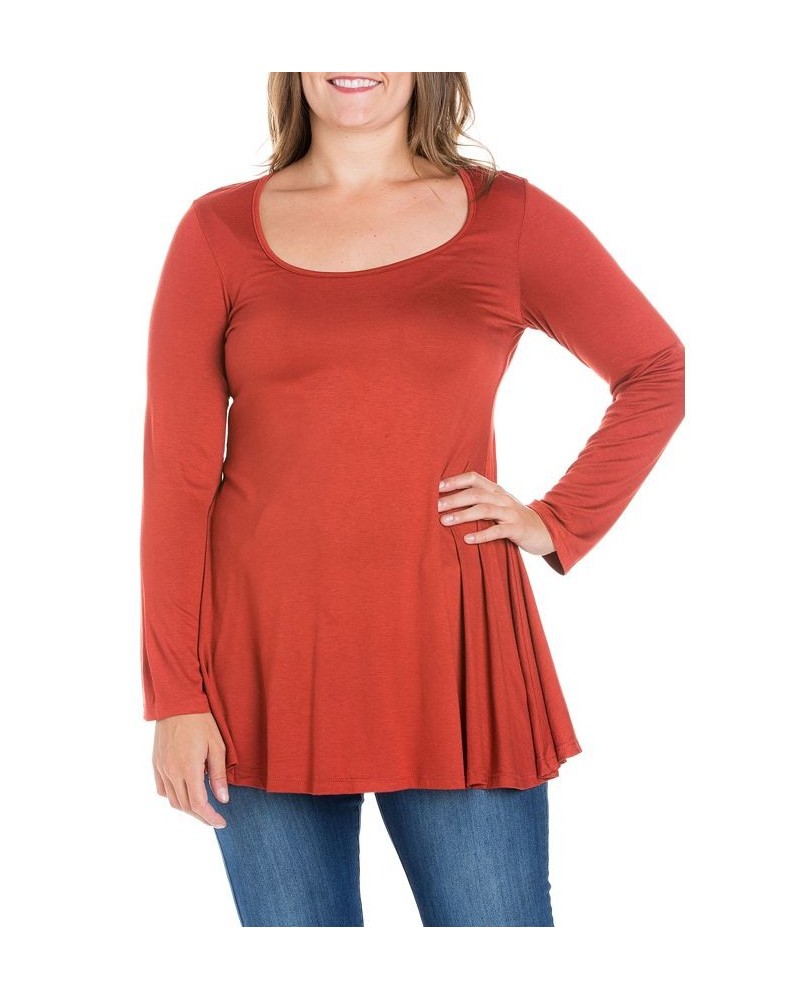 Women's Plus Size Poised Swing Tunic Top Rust $32.83 Tops