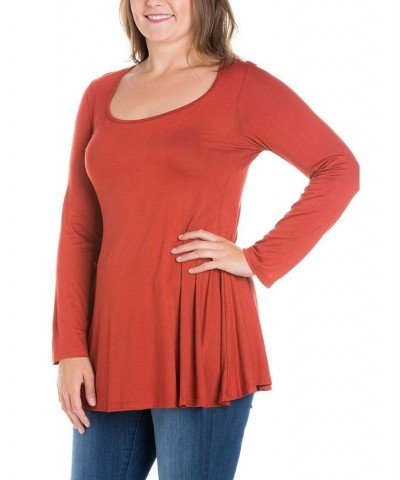 Women's Plus Size Poised Swing Tunic Top Rust $32.83 Tops