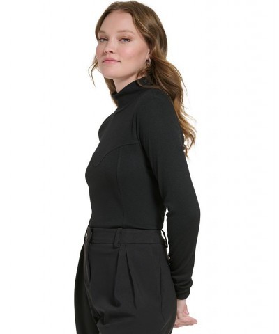 Women's Corset-Stitched Turtleneck Black $34.87 Tops