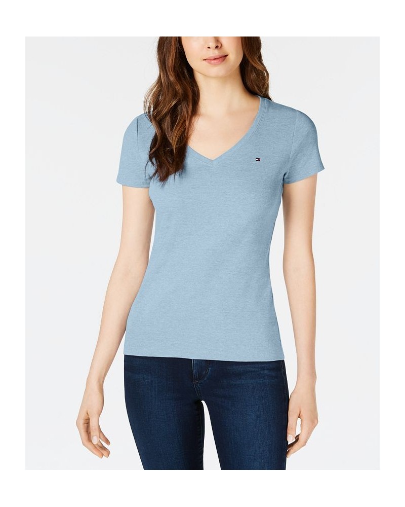 Women's V-Neck T-Shirt Blue Sky $19.32 Tops