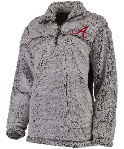 Women's Gray Alabama Crimson Tide Sherpa Super Soft Quarter-Zip Pullover Jacket Gray $40.49 Jackets
