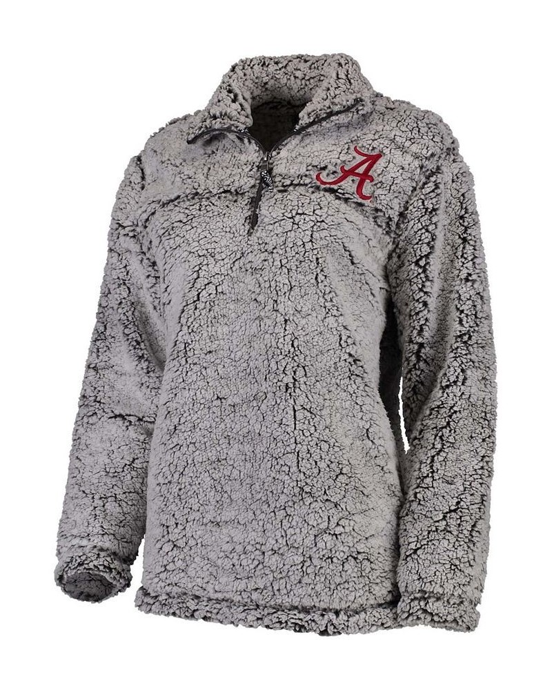 Women's Gray Alabama Crimson Tide Sherpa Super Soft Quarter-Zip Pullover Jacket Gray $40.49 Jackets