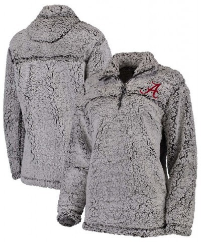 Women's Gray Alabama Crimson Tide Sherpa Super Soft Quarter-Zip Pullover Jacket Gray $40.49 Jackets