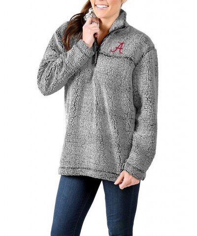 Women's Gray Alabama Crimson Tide Sherpa Super Soft Quarter-Zip Pullover Jacket Gray $40.49 Jackets