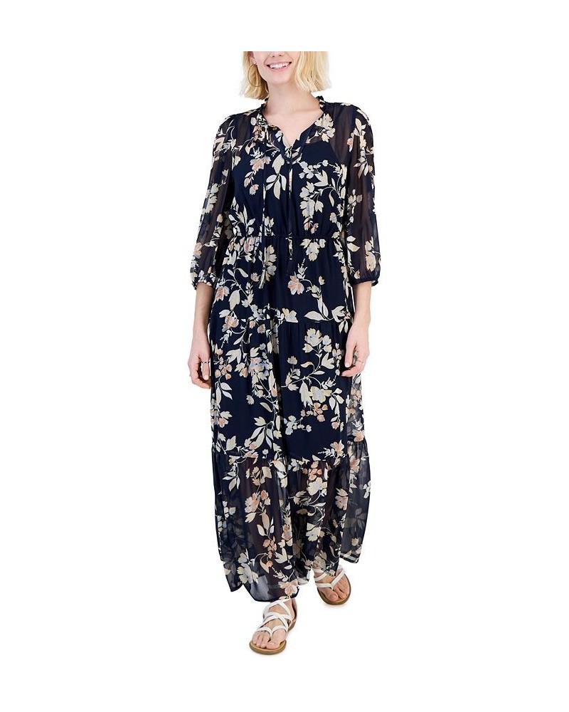 Petite Tiered Maxi Dress Navy Floral $19.29 Dresses