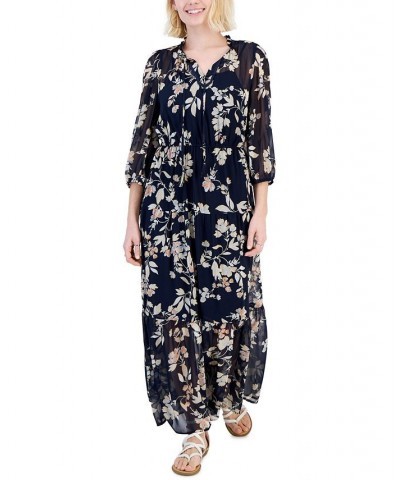 Petite Tiered Maxi Dress Navy Floral $19.29 Dresses