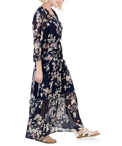 Petite Tiered Maxi Dress Navy Floral $19.29 Dresses