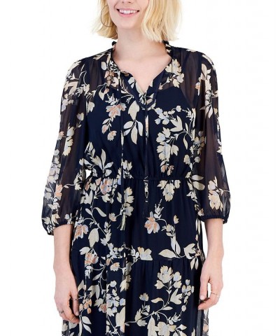 Petite Tiered Maxi Dress Navy Floral $19.29 Dresses