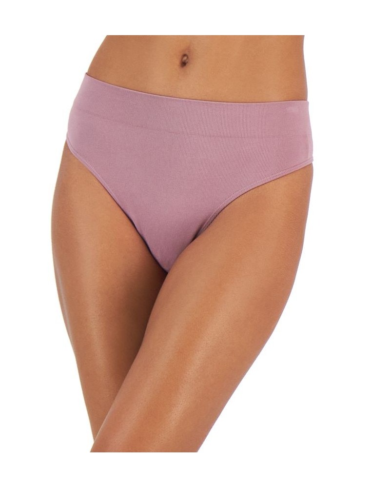 Women's Seamless Ribbed Hi-Cut Thong Antique Rose $8.00 Panty