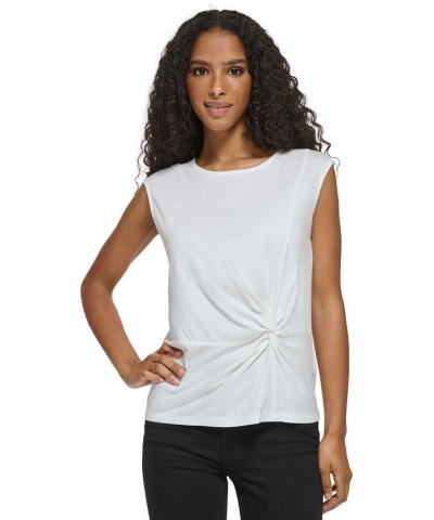 Women's Twist-Front Sleeveless Top White $34.51 Tops