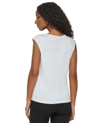 Women's Twist-Front Sleeveless Top White $34.51 Tops