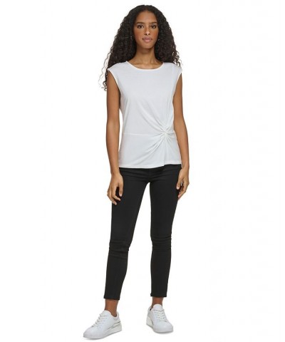 Women's Twist-Front Sleeveless Top White $34.51 Tops