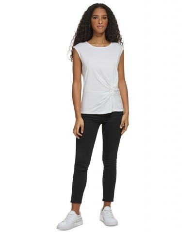 Women's Twist-Front Sleeveless Top White $34.51 Tops