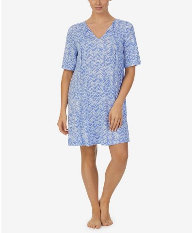 Women's Short Sleeve Sleepshirt Blue $15.54 Sleepwear