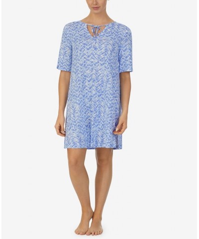 Women's Short Sleeve Sleepshirt Blue $15.54 Sleepwear