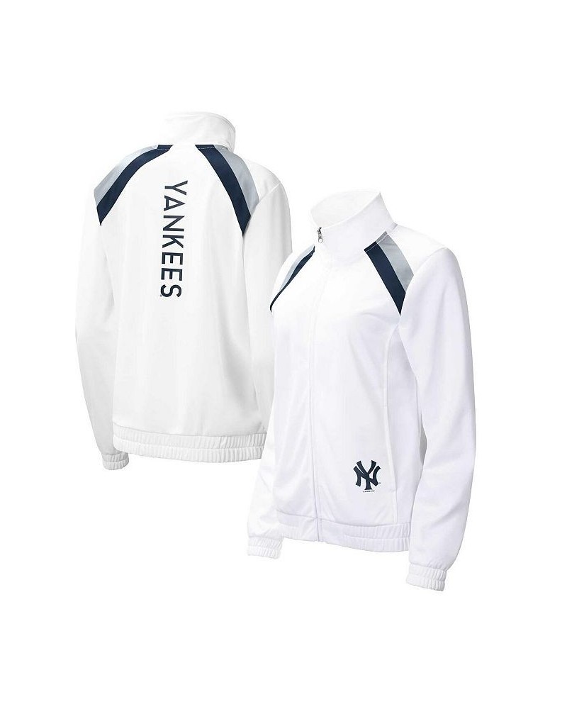 Women's White New York Yankees Red Flag Full-Zip Track Jacket White $39.10 Jackets