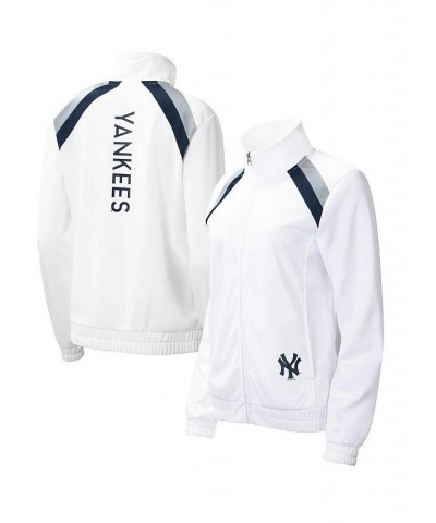 Women's White New York Yankees Red Flag Full-Zip Track Jacket White $39.10 Jackets