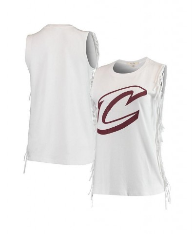 Women's White Cleveland Cavaliers Fringe Tank Top White $19.94 Tops
