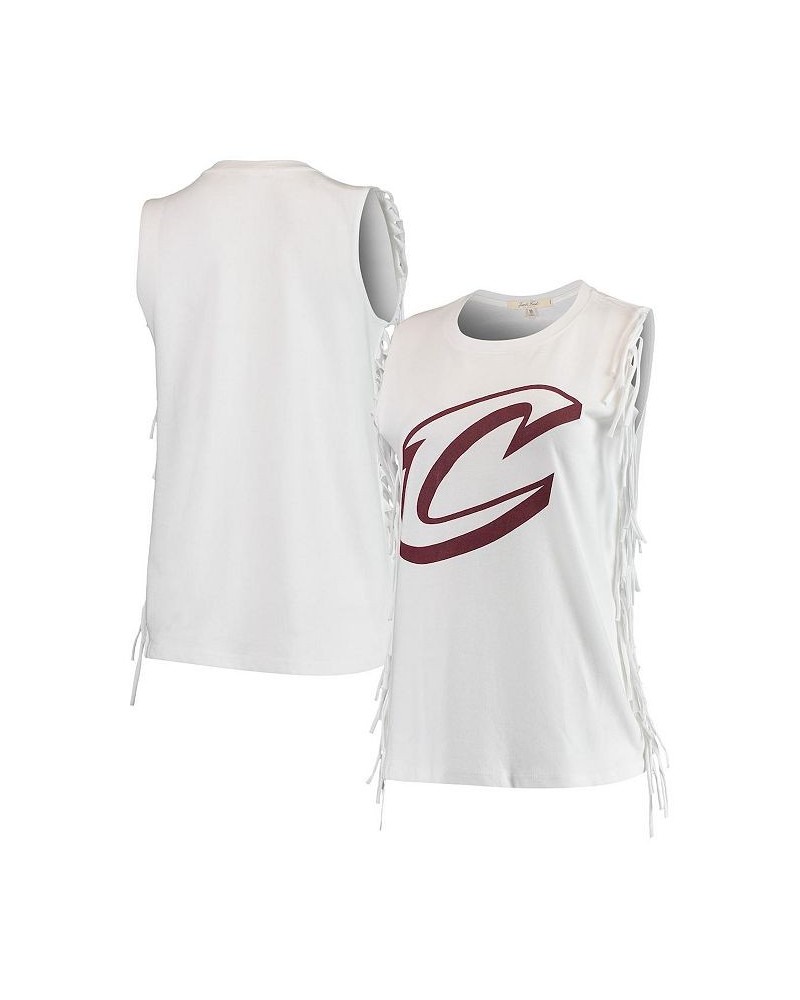 Women's White Cleveland Cavaliers Fringe Tank Top White $19.94 Tops