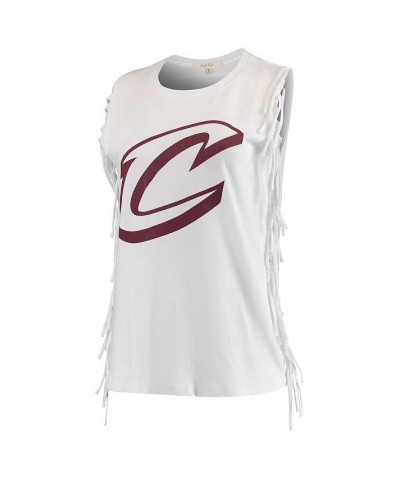 Women's White Cleveland Cavaliers Fringe Tank Top White $19.94 Tops