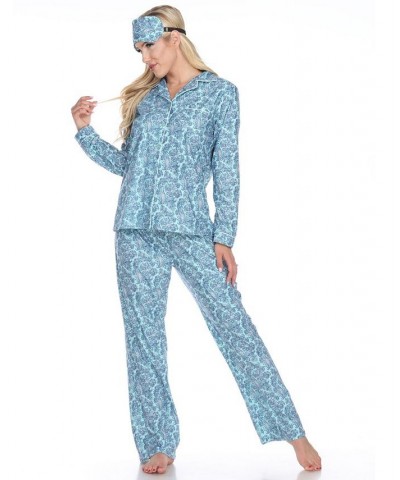 3-Piece Cozy Pajama Set Mint Paisley $21.32 Sleepwear