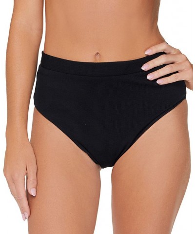 Juniors' Textured High-Waist Bikini Bottoms Black $29.12 Swimsuits